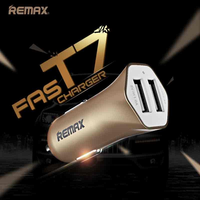 Remax-Fast-7-2USB-Car-Charger-RCC204-Golden