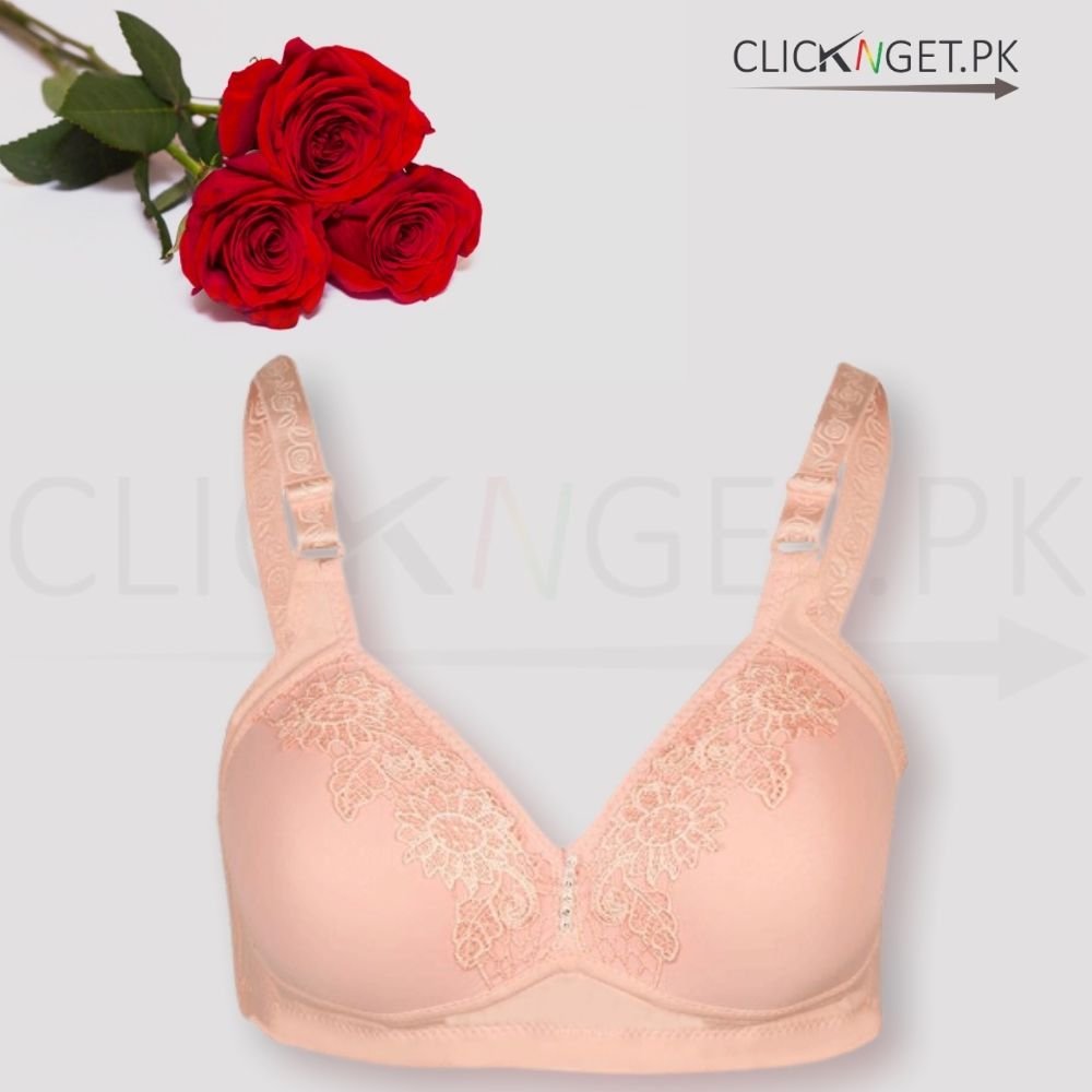 Buy Pink Privet - Full Cup Crease Free Embroidered Padded Bra in