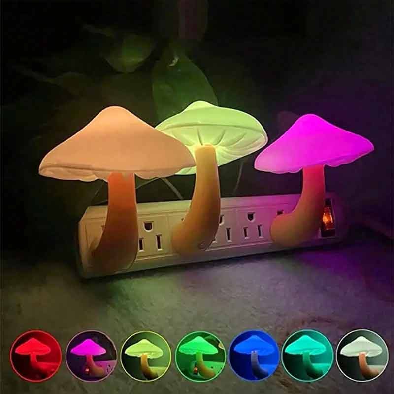 LED-Night-Lights-Mushroom-Shape-Automatic-Sensor-Wall-Lamps